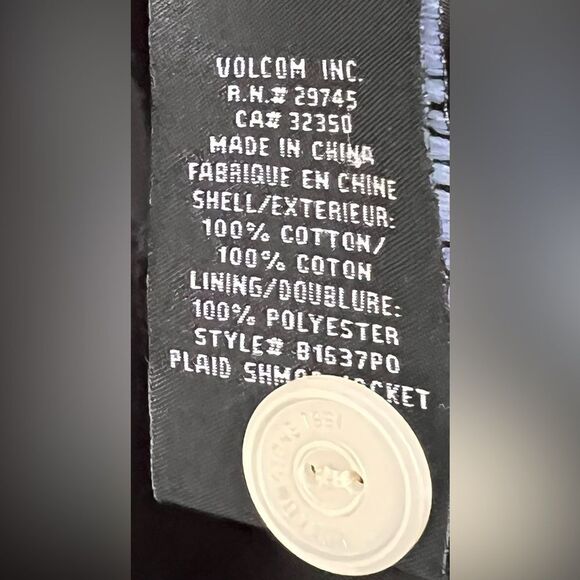 Volcom 3/4 Sleeve Button Up Brown Plaid Hooded Lined Coat. Jacket. Small. - Picture 7 of 7